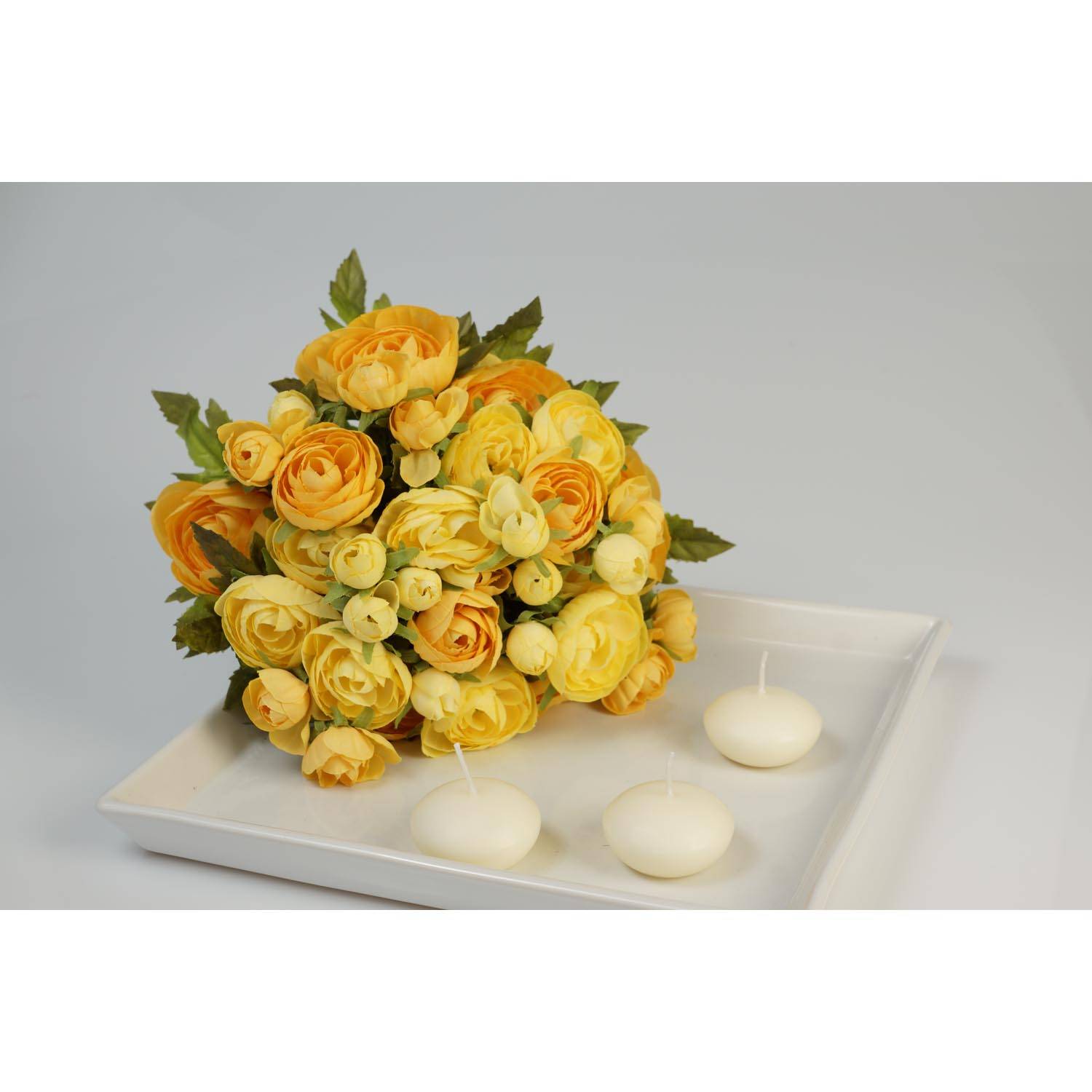 Mazzo Di Ranuncoli Finti Artplants - Bianco-Rosa - 20cm - Ranuncoli Artificiali Decorativi Per Casa