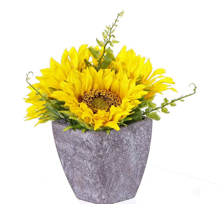 MISNODE Fiore artificiale giallo in vaso di girasole finto, vaso da fiori  finti in vaso, con vaso in seta, decorazione per decorazioni di girasoli :  : Casa e cucina