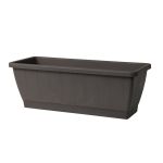 Fioriera da balcone OPHIRA in plastica riciclata, serbatoio d'acqua, sottopiatto, antracite, 49,5x19,5x17,5 cm