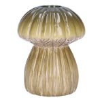Vaso di ceramica REFELINDE, a forma di fungo, scanalature, verde-beige, 12cm, Ø9,5cm