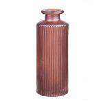 Vaso di vetro EMANUELA, motivo scanalato, rosa-metallico, 13,2cm, Ø5,2cm