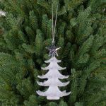Appendino per albero di Natale RION con stella, acrilico, glitter, bianco-argento, 12cm, Ø9cm