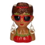 Vaso decorativo busto donna LENEA in ceramica, colorato, 15x13x23,5 cm