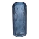 Vaso in vetro ALBURGIS con scanalature, blu trasparente, 20 cm, Ø 8,7 cm