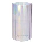 Vaso decorativo BLANDINA, vetro, scanalato, viola iridescente trasparente, 18 cm, Ø 10 cm