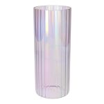 Vaso decorativo BLANDINA, vetro, scanalato, viola iridescente trasparente, 24 cm, Ø 10 cm