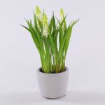 Fiore artificiale muscari NARMADA in vaso di cemento, bianco, 20 cm