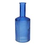 Glasflasche GINTA mit Rillen, blau-klar, 20,5cm, Ø8,2cm