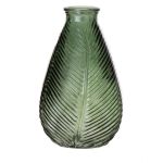 Bottiglia di vetro NELLOMIO con struttura a foglie, verde-trasparente, 23cm, Ø14cm