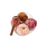 Zucca ornamentale in velluto SIGGY, 4 pezzi, viola-marrone-crema, 6,5 cm, Ø7,5 cm