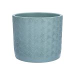 Vaso in ceramica FERDINANTA con motivo, azzurro opaco, 12,3 cm, Ø 13,5 cm