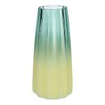 Vaso da fiori AMALFRIED con scanalature, vetro, blu-giallo, 21 cm, Ø 10 cm