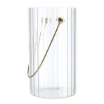 Vaso decorativo BLANDINA con manico, vetro, scanalato, trasparente-oro, 18 cm, Ø10 cm