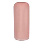 Vaso in vetro ALBURGIS con scanalature, rosa antico opaco, 25 cm, Ø 10 cm