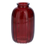 Bottiglia SILVINA in vetro, scanalata, rosso bordeaux trasparente, 12 cm, Ø 7 cm