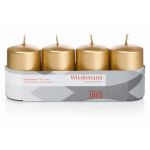 Corona dell'Avvento con candele JENARO, 4 pezzi, dorate, 8 cm, Ø 5 cm, 18 h - Made in Germany