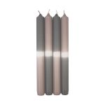 Candele da tavola Dip Dye LISSITA, 4 pezzi, grigio-grigio argento, 25 cm, Ø 2,3 cm, 11 h