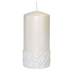 Candela a colonna festiva JULIETTA con motivo in seta, avorio, 15 cm, Ø 7 cm, 63 h