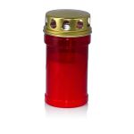 Luce tombale AMONIA con coperchio, rosso-bianco, 14,5cm, Ø7cm, 60h