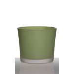 Vaso da piante in vetro ALENA FROST, verde erba opaco, 12,5cm, Ø14,5cm
