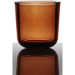Supporto di vetro per candela da tè NICK, arancione-trasparente, 7,5cm, Ø7,5cm
