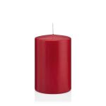 Candela per lanterna MAEVA, a colonna, rosso scuro, 15cm, Ø10cm, 113h - Made in Germany