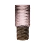 Vaso da fiori in vetro MARICHU con struttura, oro-rosa-trasparente, 27cm, Ø12cm