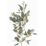 Ramo di eucalipto artificiale COBAR con fiori, zona trasversale, verde, 65cm, Ø1,5cm
