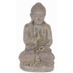 Figura decorativa di Buddha grigio SHANTA, seduto in meditazione, 45cm