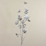 Ramo di ginkgo artificiale ARWID con glitter, argento, 105cm