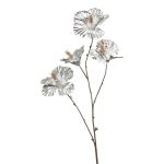 Fiore artificiale ibisco KEALANI, argento metallizzato-oro, 80 cm