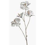 Fiore artificiale ibisco KEALANI, argento metallizzato-oro, 80 cm