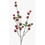 Ramo decorativo rosa di Brevonia con bacche di rosa canina, rosso, 80 cm