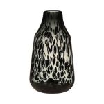 Vaso da fiori RUSSELL, vetro, motivo leopardato, nero-beige-trasparente, 30 cm, Ø 17,5 cm
