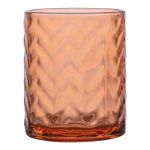Portacandela FREDERIEKE con scanalature, arancione trasparente, 10 cm, Ø 8,5 cm