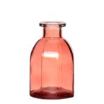 Vaso a bottiglia JAZZY in vetro, con scanalature, rosso-trasparente, 10cm, Ø6,5cm