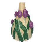 Vaso da fiori LIMEA in dolomite, tulipani 3D, beige-lilla-verde, 21,6 cm, Ø 13,3 cm