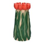 Vaso da fiori LIMEA in dolomite, tulipani 3D, beige-rosso-verde, 24,5 cm, Ø 12,5 cm