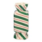 Vaso quadrato per fiori Bonbon AMIEL in ceramica, con linee oblique, verde-rosso-bianco, 6,5x6,5x15cm