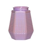 Vaso esagonale DEMETRIOS con motivo a quadri, vetro, rosa, 18cm, Ø13cm