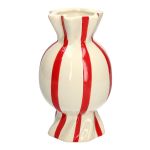 Vaso per fiori con stelo Bonbon AMIEL in ceramica, con strisce longitudinali, rosso-bianco, 24,7 cm, Ø 14 cm