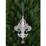 Ciondolo in acrilico giglio araldico AZARIEL, glitter, argento, 15cm