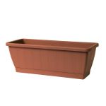 Fioriera da balcone OPHIRA in plastica riciclata, serbatoio per l'acqua, sottovaso, terracotta, 49,5x19,5x17,5 cm