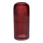 Vaso in vetro ALBURGIS con scanalature, rosso bordeaux trasparente, 20 cm, Ø 8,7 cm