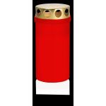 Luce tombale CARMELIA con coperchio, rosso-bianco, 12cm, Ø6,1cm, 50h