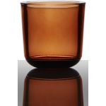 Supporto di vetro per candela da tè NICK, arancione-trasparente, 7,5cm, Ø7,5cm