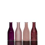 Bottiglie di vetro decorative ANYA, 4 pezzi, rosa-rosa, 18cm, Ø6cm