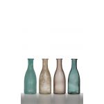 Bottiglie di vetro decorative ANYA, 4 pezzi, turchese-marrone, 18cm, Ø6cm