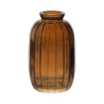 Bottiglia SILVINA in vetro, scanalature, arancione-marrone-trasparente, 12 cm, Ø 7 cm