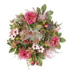Corona autunnale artificiale SABINE, gerbera, fucsia, Ø30cm